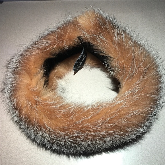 SURELL GENUINE CRYSTAL FOX FUR HEADBAND/COLLAR - Picture 1 of 11